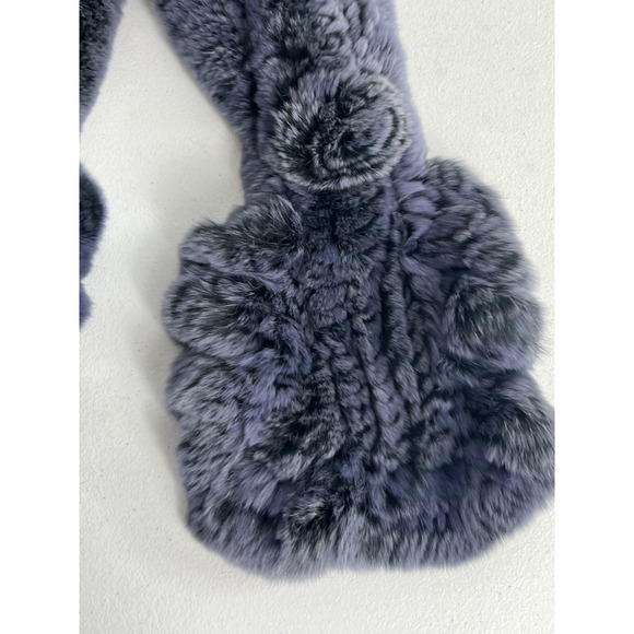 100% Rabbit Fur Scarf Shawl Collar Wrap Wave Edge Neck Warmer - Picture 3 of 11